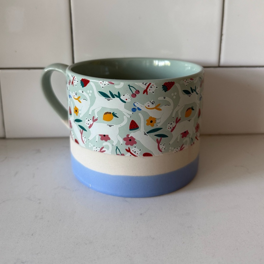 Prima Design Ceramic Cat Mug 18oz – Kitty with Watermelon Strawberry Lemon‎ Cup